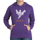 Purple Large Halloween Ghost - Women's Word Art Hooded Sweatshirt