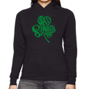 Black Small St. Patrick's Day Shamrock - Women's Word Art Hooded Sweatshirt