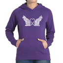 Purple Medium Cat Tail Hearts - Women's Word Art Hooded Sweatshirt