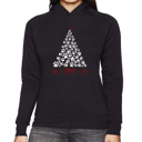 Black Large Paw Christmas Tree - Women's Word Art Hooded Sweatshirt