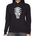 Black Medium Guitar Head Music Genres - Women's Word Art Hooded Sweatshirt