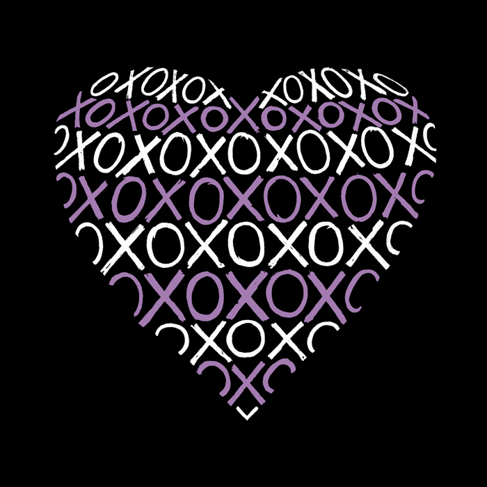 Women's Word Art T-Shirt - XOXO Heart