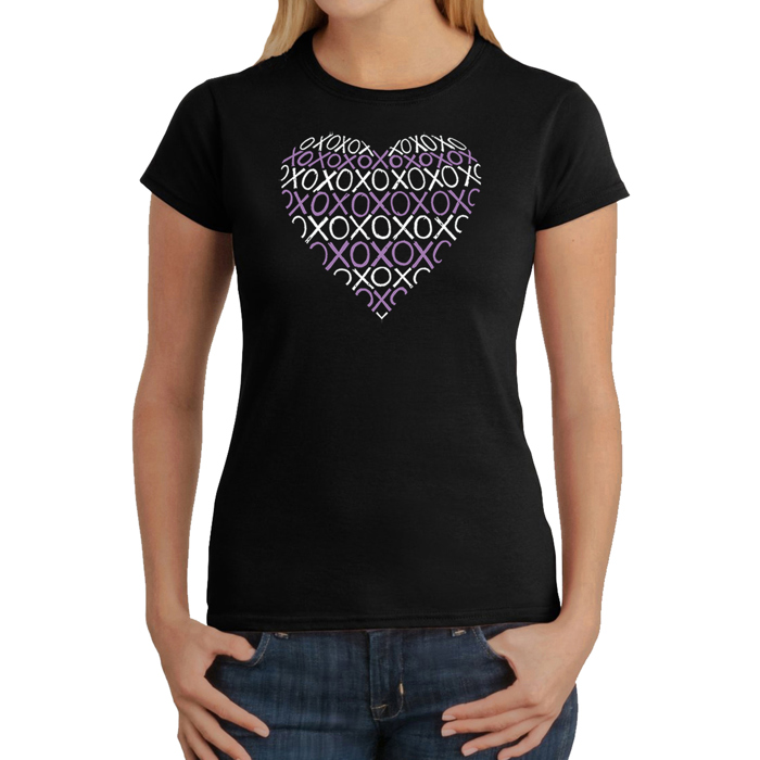 Women's Word Art T-Shirt - XOXO Heart