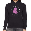 Black XXL Cowgirl Boots - Women's Word Art Hooded Sweatshirt