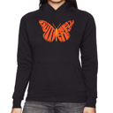 Black Large Butterfly - Women's Word Art Hooded Sweatshirt