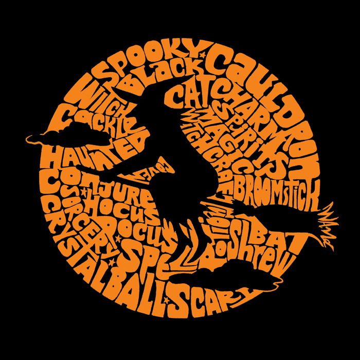 Women's Word Art Hooded Sweatshirt - Spooky Witch