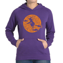 Purple Large Women's Word Art Hooded Sweatshirt - Spooky Witch