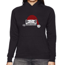 Black Medium Christmas Peeking Cat - Women's Word Art Hooded Sweatshirt