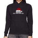 Black XL Christmas Peeking Dog - Women's Word Art Hooded Sweatshirt