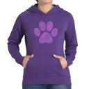 Purple Large XOXO Dog Paw - Women's Word Art Hooded Sweatshirt