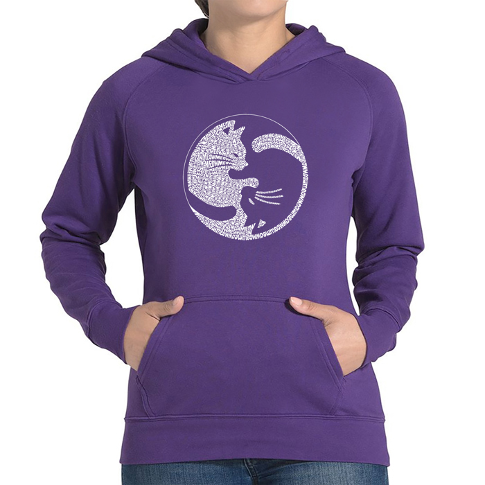 Yin Yang Cat - Women's Word Art Hooded Sweatshirt
