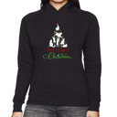 Black XL Meowy Christmas Tree - Women's Word Art Hooded Sweatshirt