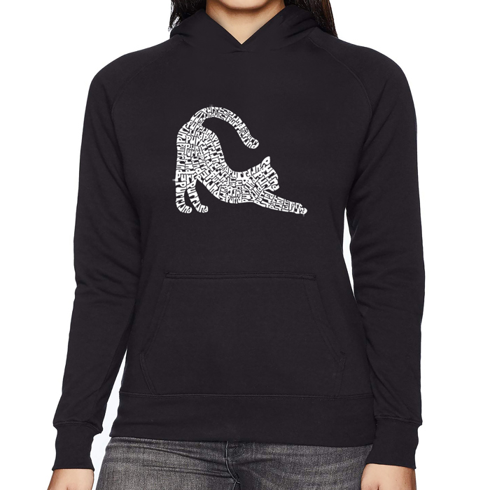 Stretching Cat - Women's Word Art Hooded Sweatshirt