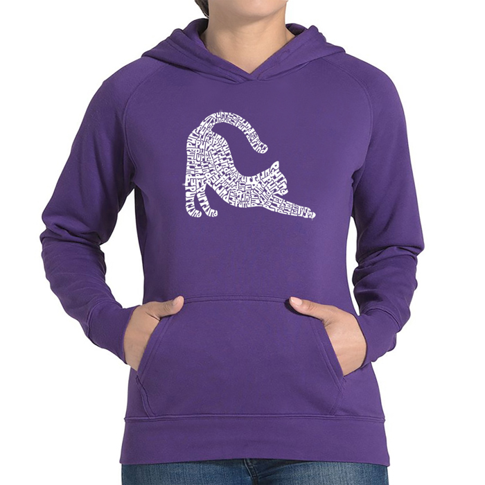 Stretching Cat - Women's Word Art Hooded Sweatshirt