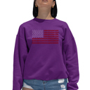 Pink Large Usa Flag - Women's Word Art Crewneck Sweatshirt