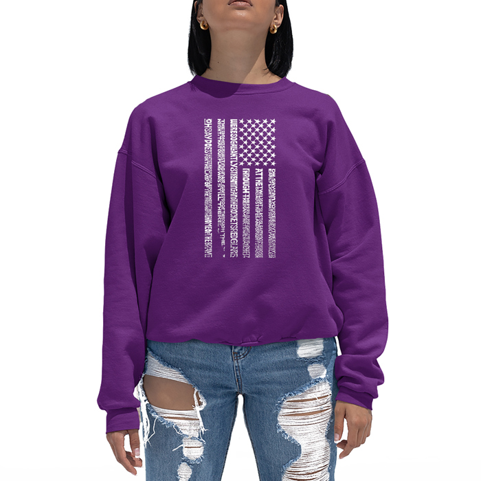 National Anthem Flag - Women's Word Art Crewneck Sweatshirt