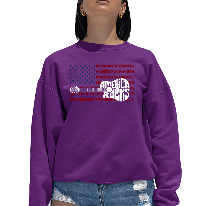 America Rocks - Women's Word Art Crewneck Sweatshirt