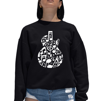 Music Notes Guitar - Women's Word Art Crewneck Sweatshirt