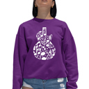 Pink XXXL Music Notes Guitar - Women's Word Art Crewneck Sweatshirt