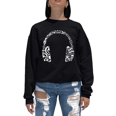 Music Note Headphones - Women's Word Art Crewneck Sweatshirt