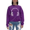 Pink Large Music Note Headphones - Women's Word Art Crewneck Sweatshirt