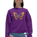 Pink Large Butterfly - Women's Word Art Crewneck Sweatshirt