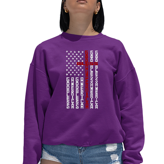 Cross Flag - Women's Word Art Crewneck Sweatshirt