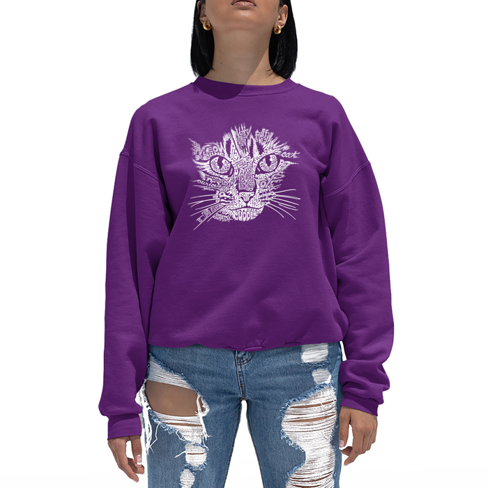 Cat Face - Women's Word Art Crewneck Sweatshirt