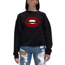 Black Medium Fabulous Lips - Women's Word Art Crewneck Sweatshirt
