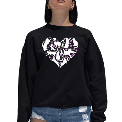 Cat Heart - Women's Word Art Crewneck Sweatshirt