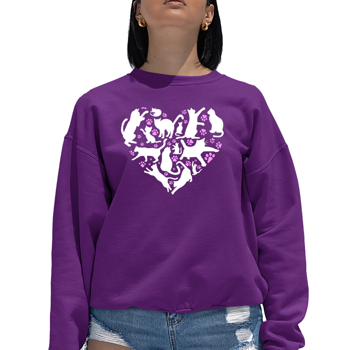 Cat Heart - Women's Word Art Crewneck Sweatshirt