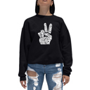 Black Medium Peace Fingers - Women's Word Art Crewneck Sweatshirt