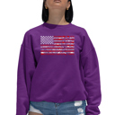 Pink Medium Fireworks American Flag - Women's Word Art Crewneck Sweatshirt
