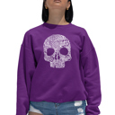 Pink Medium Flower Skull - Women's Word Art Crewneck Sweatshirt