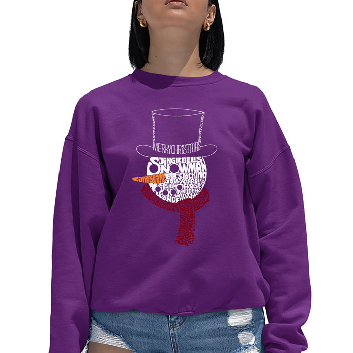 Snowman Face - Women's Word Art Crewneck Sweatshirt