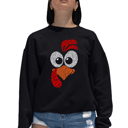 Black Medium Turkey Face - Women's Word Art Crewneck Sweatshirt