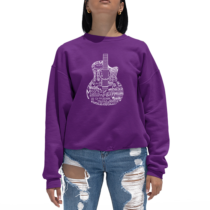Languages Guitar - Women's Word Art Crewneck Sweatshirt