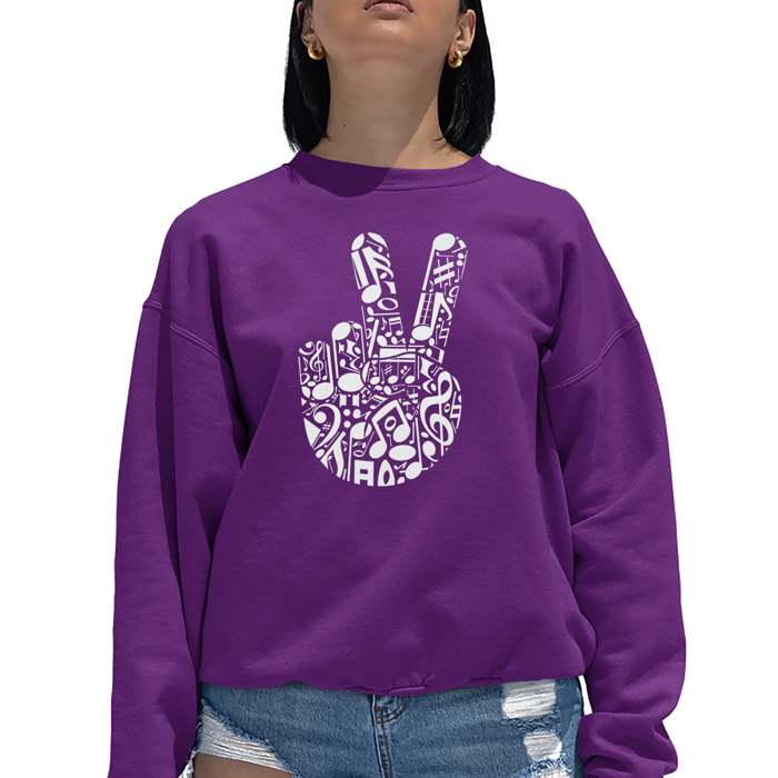 Peace Finger Notes - Women's Word Art Crewneck Sweatshirt