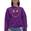  Be Happy Smiley Face - Women's Word Art Crewneck Sweatshirt