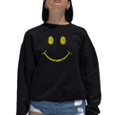 Black XXL Be Happy Smiley Face - Women's Word Art Crewneck Sweatshirt