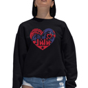 Black Medium July 4Th Heart - Women's Word Art Crewneck Sweatshirt