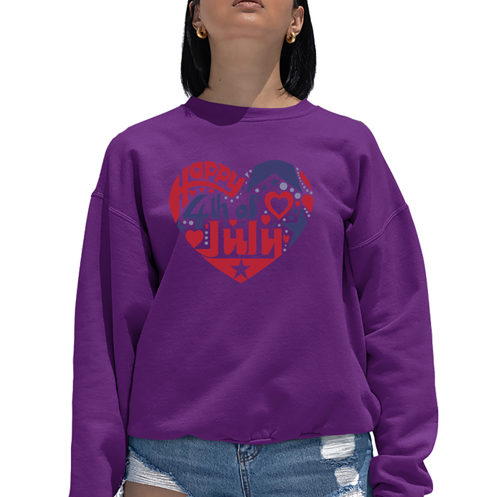 July 4Th Heart - Women's Word Art Crewneck Sweatshirt