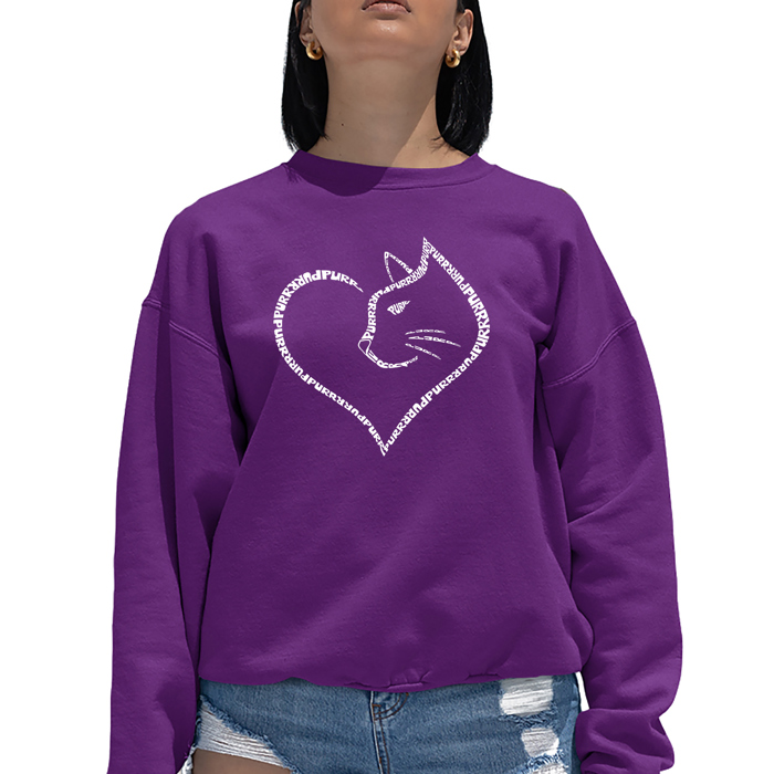 Cat Heart - Women's Word Art Crewneck Sweatshirt