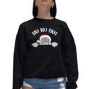 Black XXXL Peeking Santa - Women's Word Art Crewneck Sweatshirt