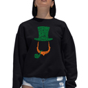 Black Large Leprechaun - Women's Word Art Crewneck Sweatshirt