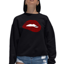 Black XXL Brooklyn Lips - Women's Word Art Crewneck Sweatshirt