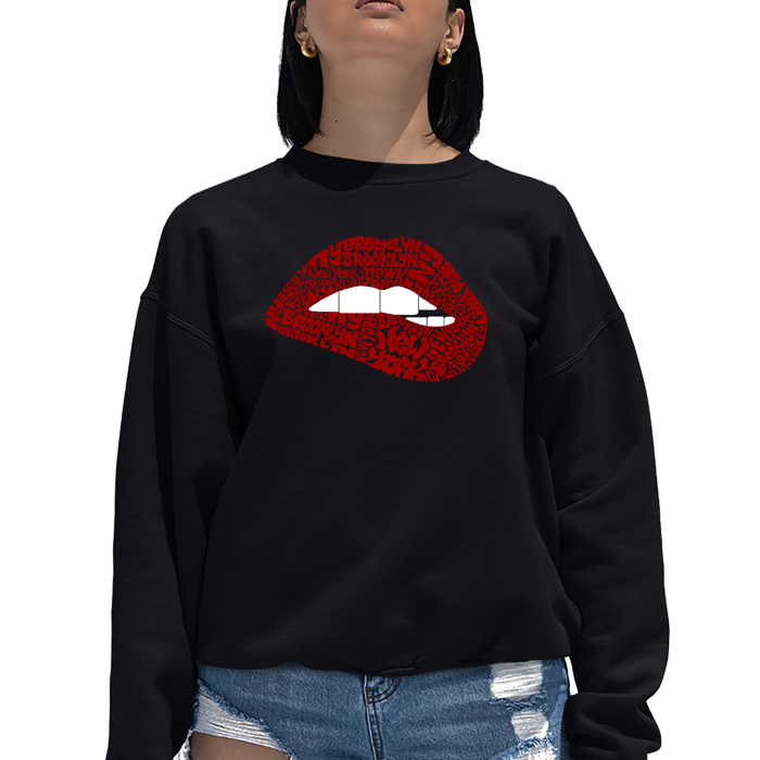 Brooklyn Lips - Women's Word Art Crewneck Sweatshirt