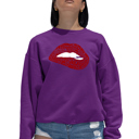 Pink Medium Brooklyn Lips - Women's Word Art Crewneck Sweatshirt