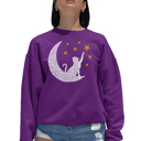 Pink Large Cat Moon - Women's Word Art Crewneck Sweatshirt
