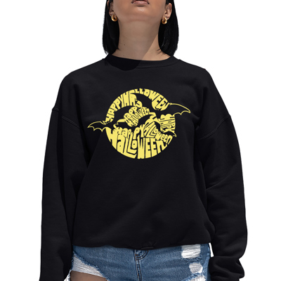 Women's Word Art Crewneck Sweatshirt - Halloween Bats